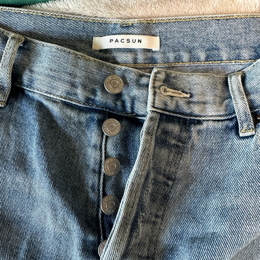 PacSun Blue Jeans with Classic Styling and Distressed Finish